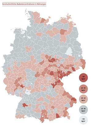 Radon-Karte des BfS für Innenräume